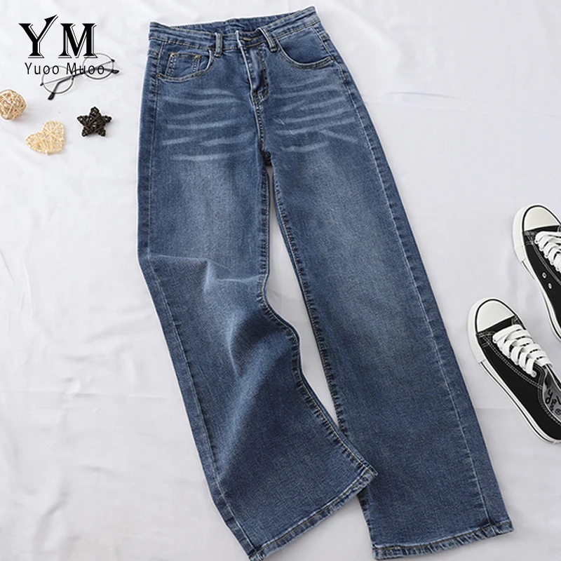 YuooMuoo 2019 Black Pants Women High Waist Jeans Brief Fashion Boyfriend Wide Leg Mom Trousers Casual Ladies Denim |