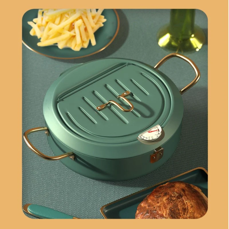 

20cm Fryer Pot Temperature Control Fryer Mini Stainless Steel Frypot Induction Cooker Japanese Deep Frying Pot Tempura Fryer