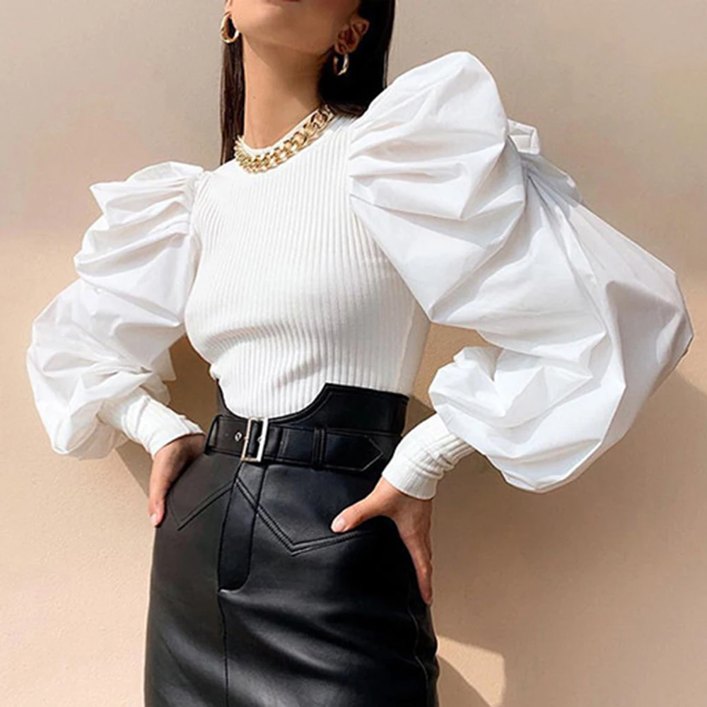 LOOZYKIT вязаный свитер с пышными рукавами сетчатый прозрачный пуловер Осенний