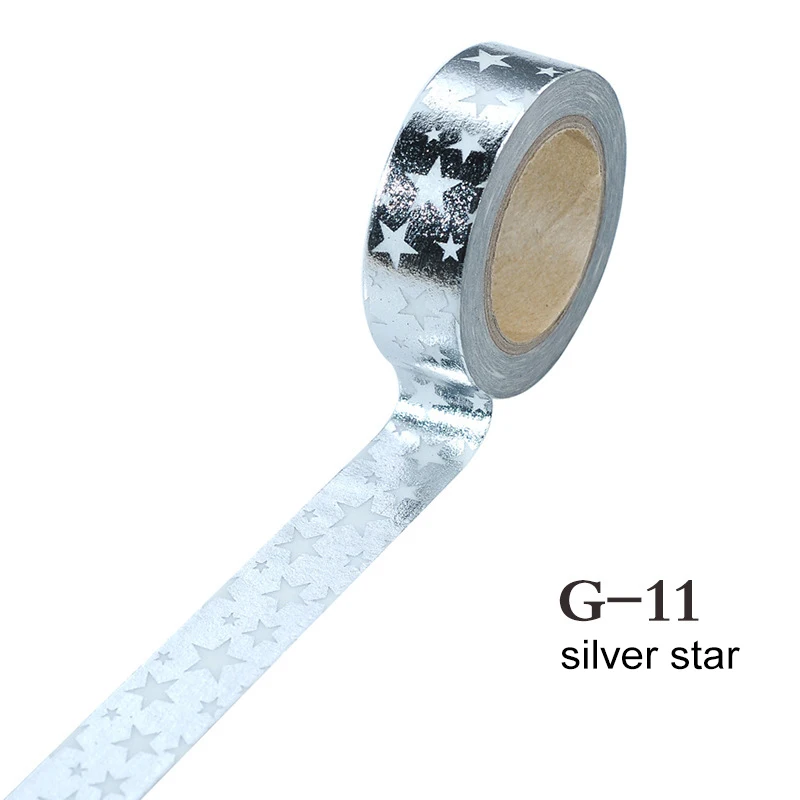 G11 silver star DIY Скрапбукинг инструменты самоклеющиеся японский стиль васи лента школьные принадлежности Золотая фольга блеск липкая бумага 15 мм* 10 м - Цвет: G11 silver star