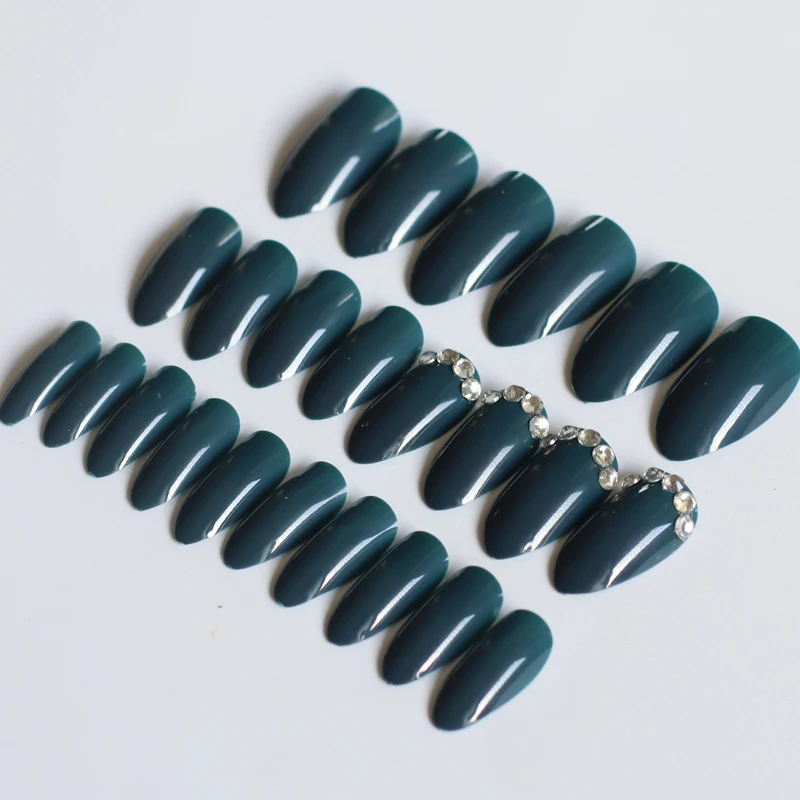 24 шт. женские Искусственные ногти с бриллиантами|Накладные ногти| |