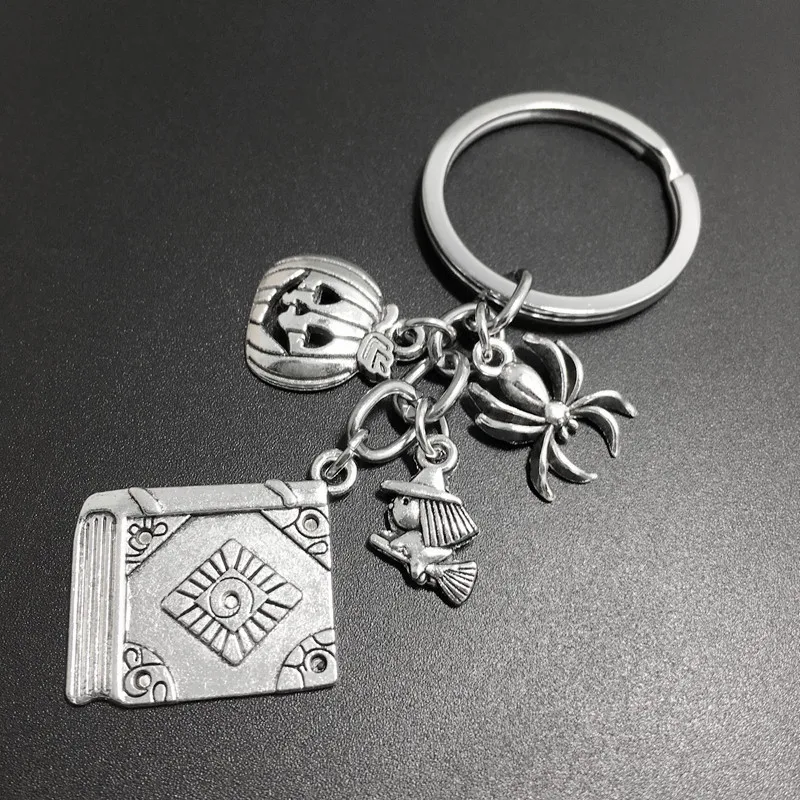 Винтажный брелок Хэллоуин Голова ведьмы тыквы паук Волшебная подвеска-книга