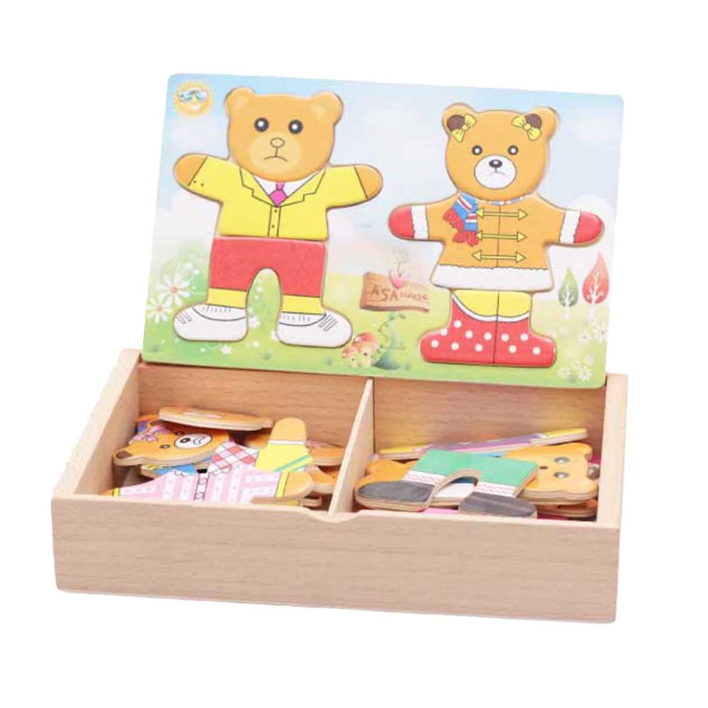 

Деревянный медведь семейная головоломка коробка 2 медведя узор Сортировка и соответствующие деревянные сортировочные игрушки для детей