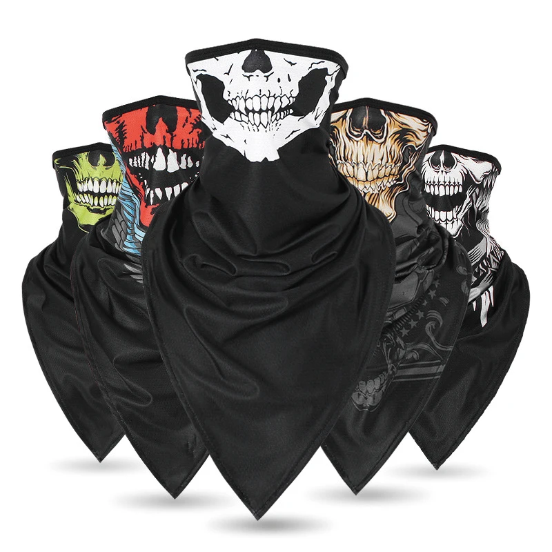 Tube Camo Headband Military Balaclava Bandana Triangle Face Mask skeleton print Windproof Soft Thin Wrap Scarf Neck Gaiter Men | Спорт и