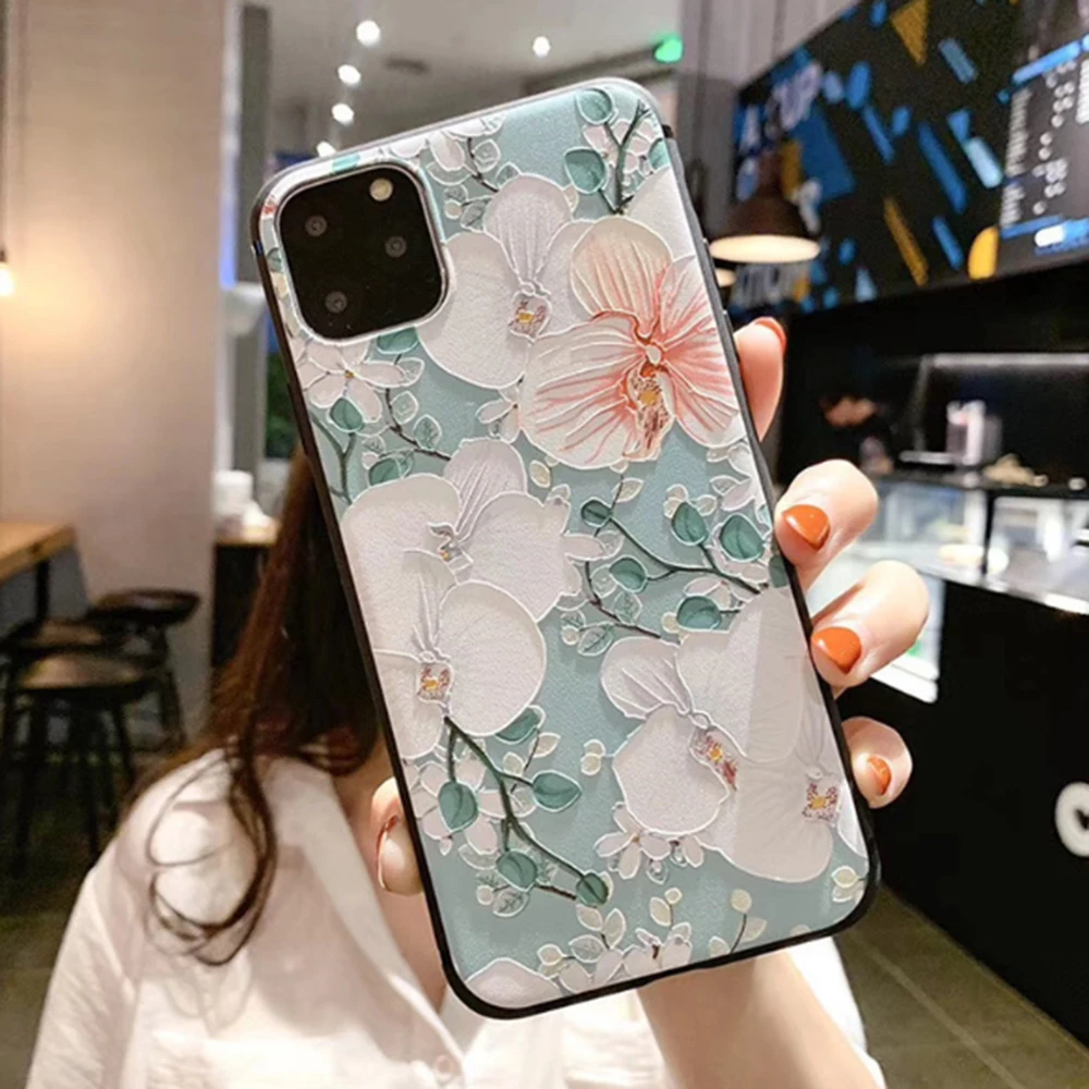 Модный противоударный чехол для телефона с цветочным рисунком Apple iPhone 11 Pro XR X XS Max 7