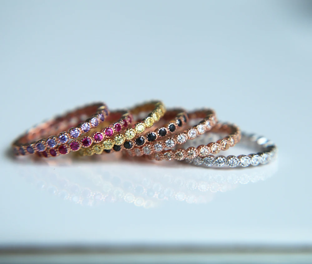 Высококачественные кольца из стерлингового серебра 925 пробы с кубическим