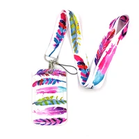 10pcs colorful feathers key lanyard car keychain id card pass gym mobile phone badge kid key holder jewelry decorations gifts