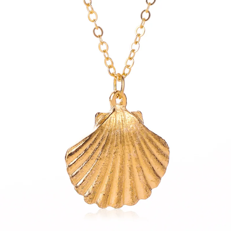 

100 pcs /lot European and American new necklace Bohemian metal shell conch neck chain beach wind restoration lady lock chain