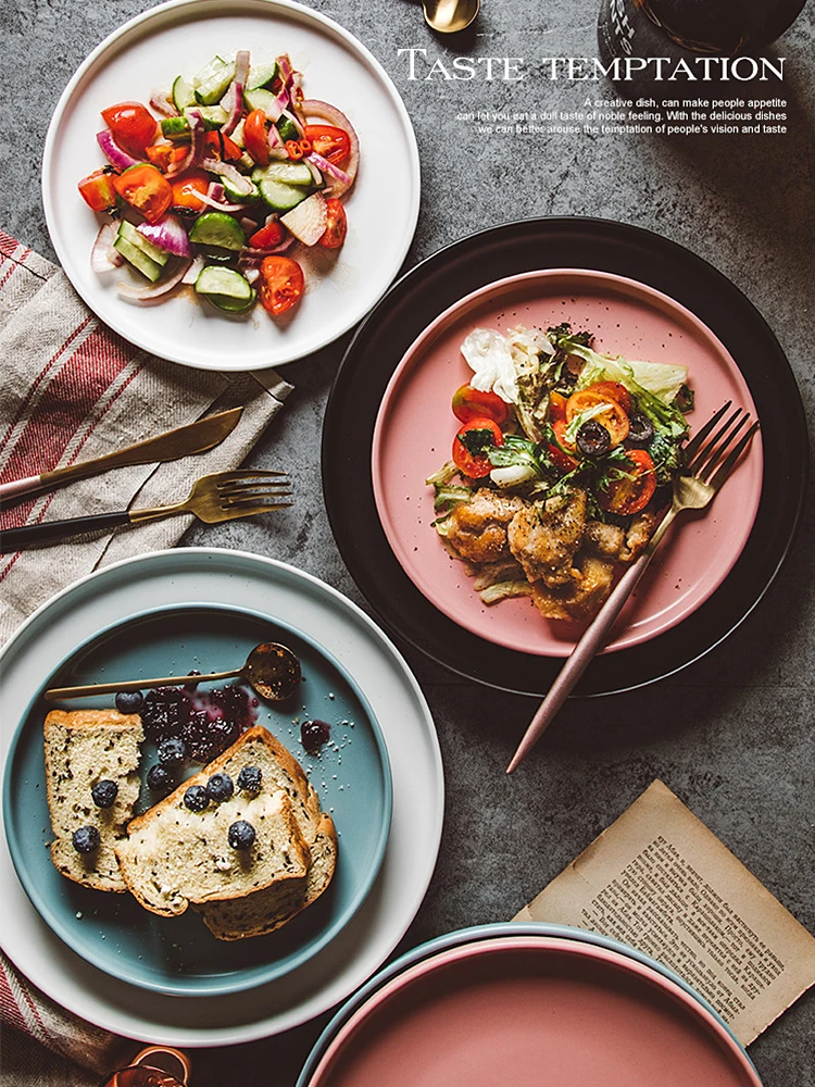 

Ins Style Matte Ceramic Plate Steak Lunch Dish For Food Photography Shooting Background Photo Studio Adornment Fotografia Props