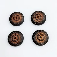 new ins africa black queen coffee wood engraved flower round button geo stud earrings vintage party jewelry wooden diy accessory