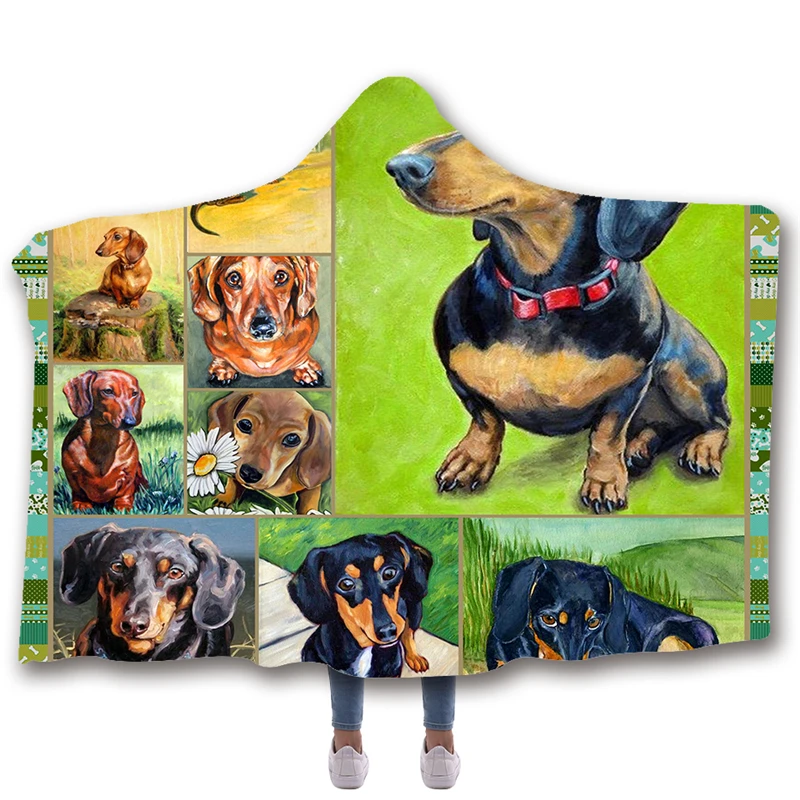 Одеяло с капюшоном и принтом животных для домашних Флисовое одеяло s броски