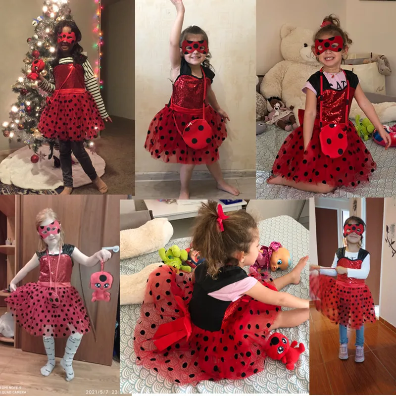 2021 карнавальный красный баг косплей платье для девочек летняя одежда красная