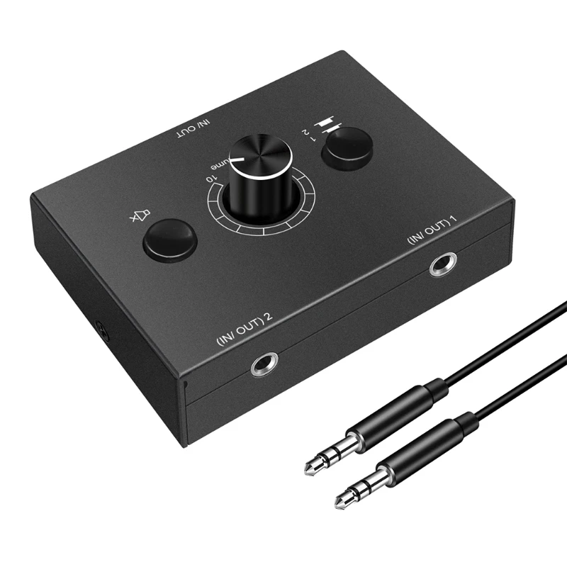 

KX4A 3.5mm Headphone Switcher Switch Plug and Play 1 in 2 out / 2 in 1 Out Amplifier for Pc Phone Laptop Headphone