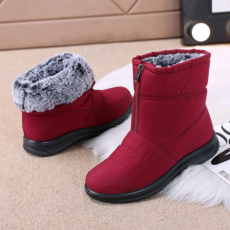 

Женские зимние ботинки, новинка 2021, зимние Бархатные Теплые Женские однотонные ботинки большого размера в Корейском стиле на плоской подош...