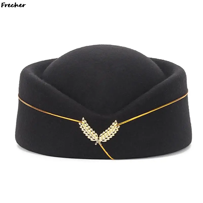 Женская элегантная шапка-униформа для стюардесс шапки шерстяной фетровый берет