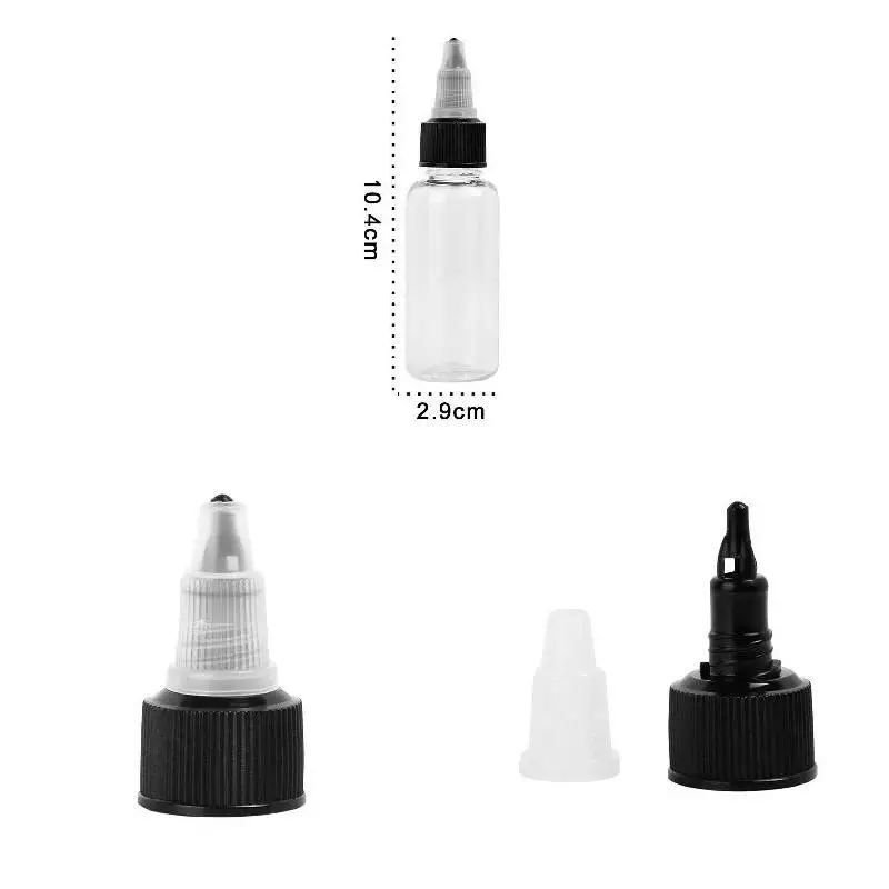 

10 Pcs 30ml Tattoo Ink Pigment Bottle Plastic Clear Cap Refillable Empty Twist Bottle Supplies ZGOOD
