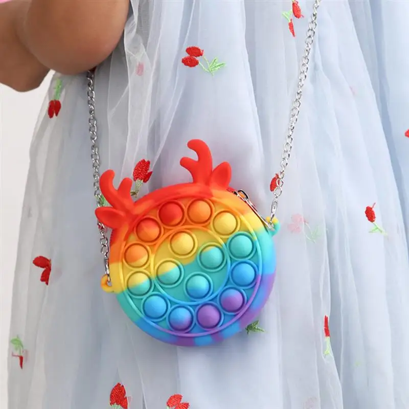 

Sensory Toy Animal Design Silicone Bubble Shoulder Bag Stress Reliever Toy Gifts for Kids and Adults