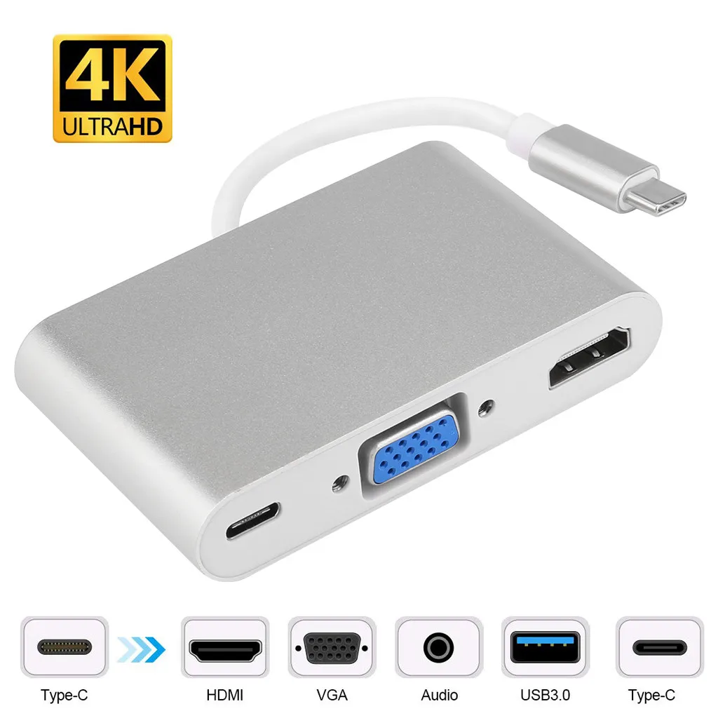 OMESHIN концентратор USB Type C к 3 0 HDMI VGA аудио адаптер 5 в 1 многопортовый конвертер Тип