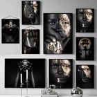 Художественная картина маслом, украшение, Африканский черный, модный настенный постер, холст, семейный светильник, роскошный персонаж, Настенная роспись для гостиной