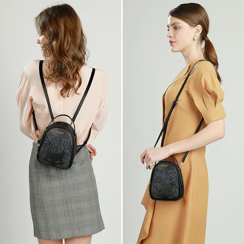 Женская мини сумка Кроссбоди Foxer модная блестящая вечерняя тоут из воловьей кожи