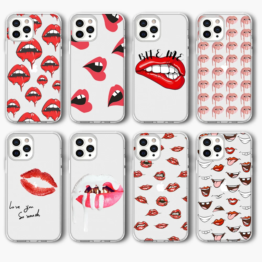 Роскошный милый силиконовый чехол с сексуальными губами для IPhone 12 Pro 11 XR XS Max Mini 7X8 6