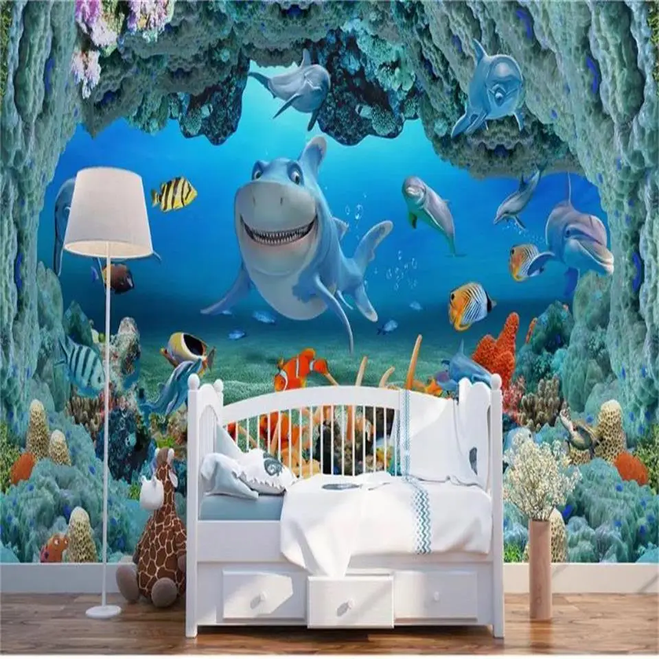 

Пользовательские 3d фото обои для гостиной Фреска подводный мир пещера 3d картина Диван ТВ Фон нетканые обои для стены 3d