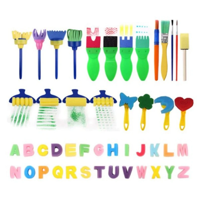 Набор губчатых кистей с буквами для раннего обучения детей 47 шт.|Кисти рисования|