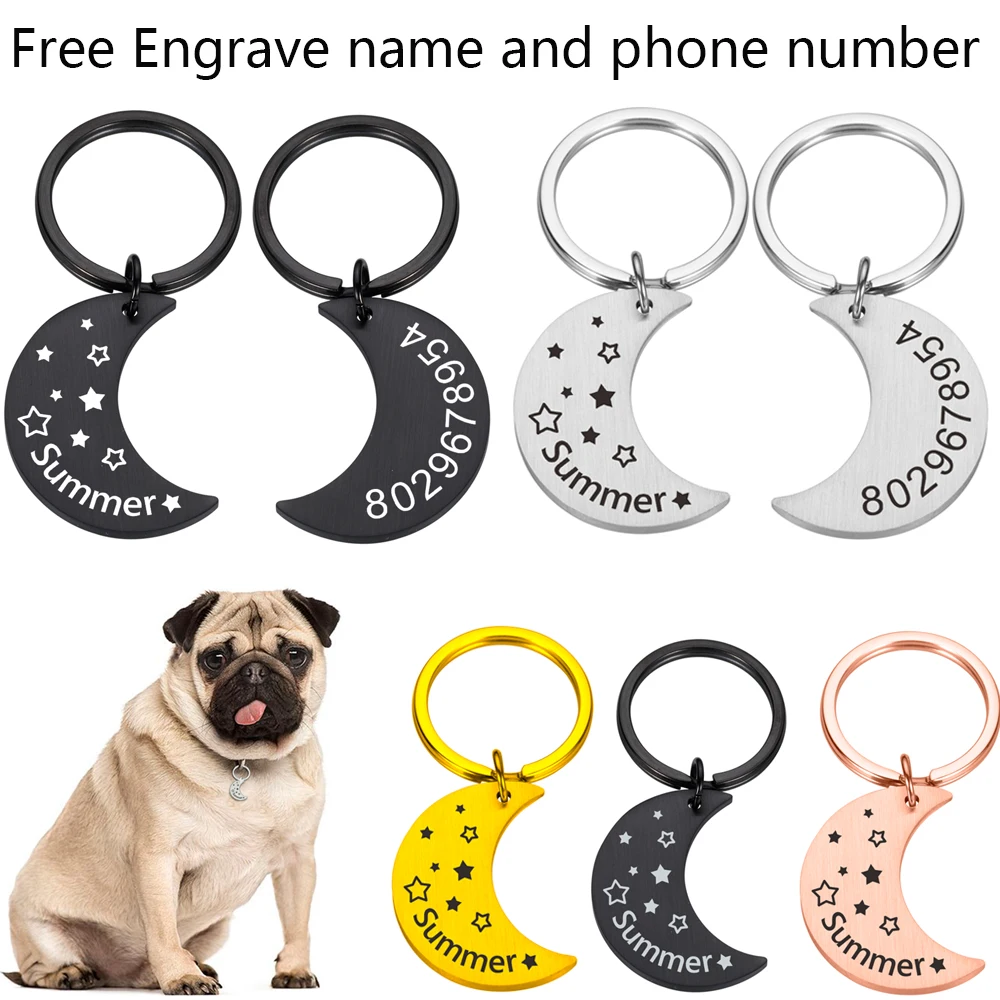 1 шт. персонализированные Собака ID брелок Pet имя номер телефона и Луны для