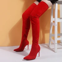 womens shoes woman plus large big size 35 43 over the knee boots thin high heel sexy party boots elastic botas de mujer 2021