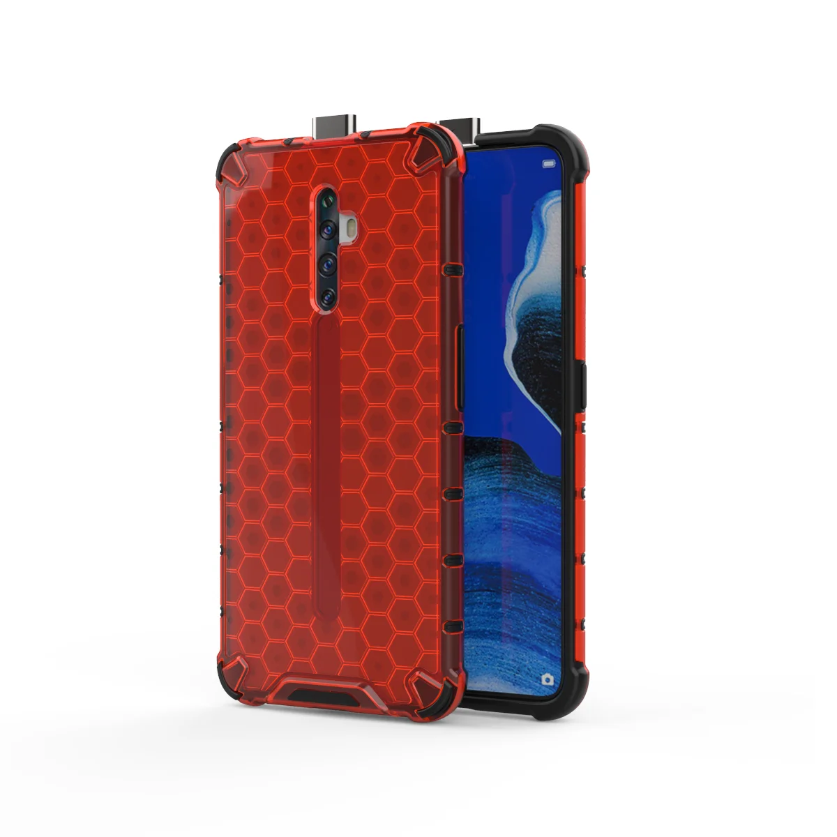 Hybrid TPU + PC Armor Case for OPPO Realme 5 Pro Q F11 F9 Honeycomb Pattern Clear Shockproof RENO 2 2Z ACE |