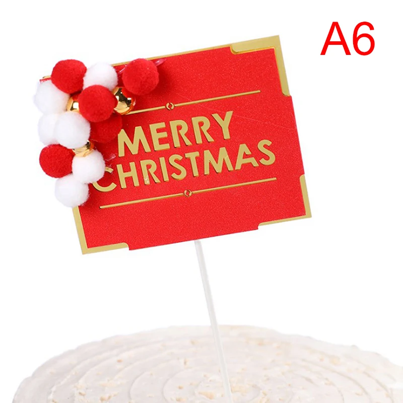 

Cute Merry Christmas Cake Flag Topper Cake Card Inserting Party Decoration 1pcs