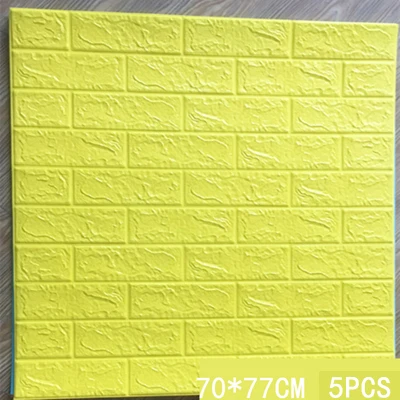 gold yellow 70*77 3D наклейки в виде кирпичной стены DIY Пена школа детский сад Настенные обои-покрытие фартук для телевизора дети спальня гостиная украшение - Цвет: gold yellow