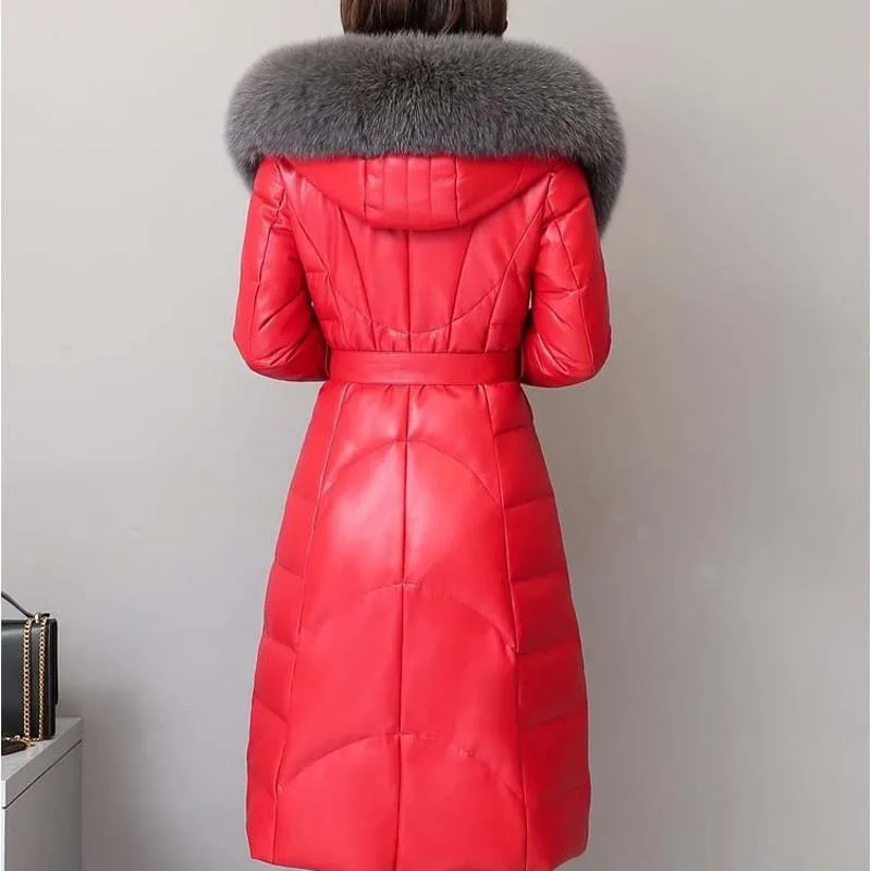 

Cashmere Wool Blends Hooded Fur Coat Single-Breasted Faux Leather Winter Jacket Women Artificial Fox Fur Collar Outerwear