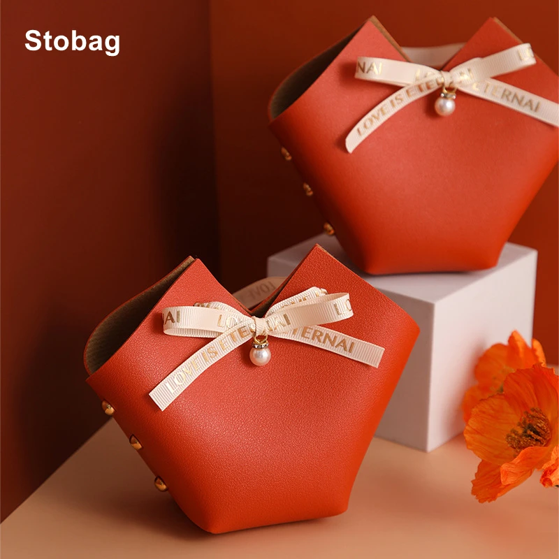 

StoBag Heart Leather Candy Cookies Jewelry Gift Wrapping Package Bag Birthday Party Wedding Favors Pouch Box Decoration Romantic