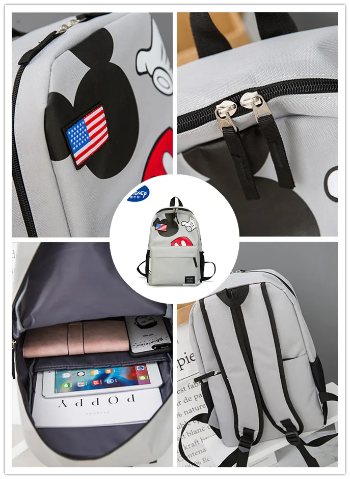 Новый рюкзак Disney 2019 с Микки Маусом полиэстеровый школьный американским флагом