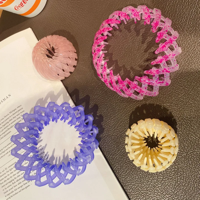 

Fashion Women Bun Jelly Color Hair Claw Horsetail Buckle Hair Clip Bird Nest Expanding Hair Accessories Female Ponytail Headwear