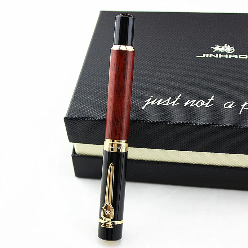 Jinhao 650 Роскошная золотая Зажимная металлическая и деревянная шариковая ручка 0 7