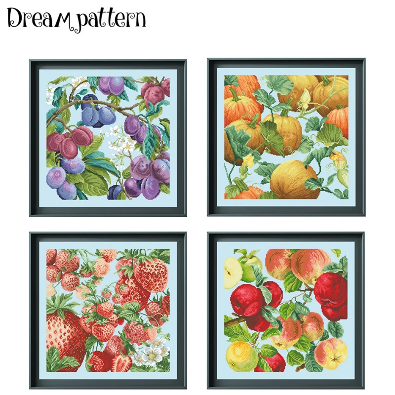 

Strawberry fields cross stitch kits fruit pattern 18ct 14ct 11ct skyblue fabric cotton thread DIY embroidery kit craft set