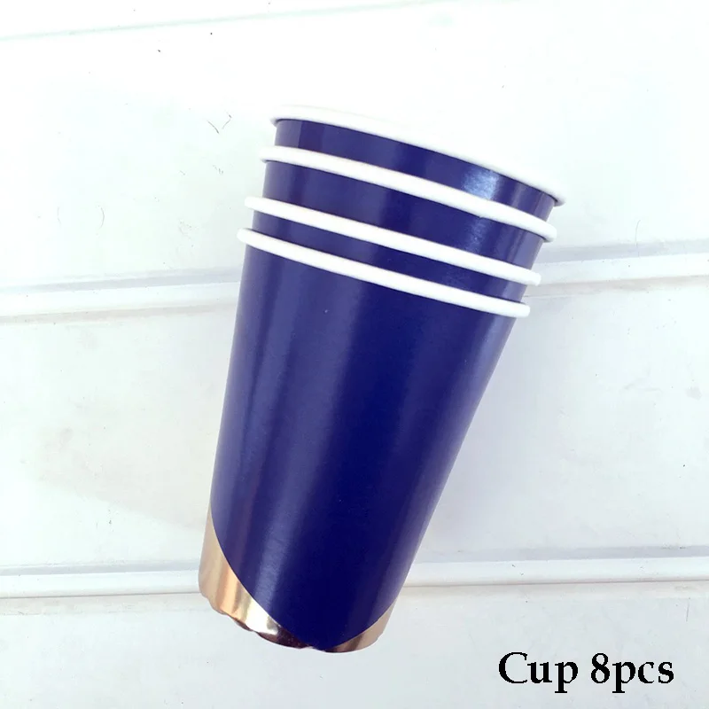 Cups 8pcs Розовые, розовые, золотые вечерние одноразовые столовые приборы, бумажные тарелки, стаканчики, соломинки, салфетки, для детей, на день рождения, для малышей, вечерние, свадебные, декоративные принадлежности - Цвет: Cups 8pcs
