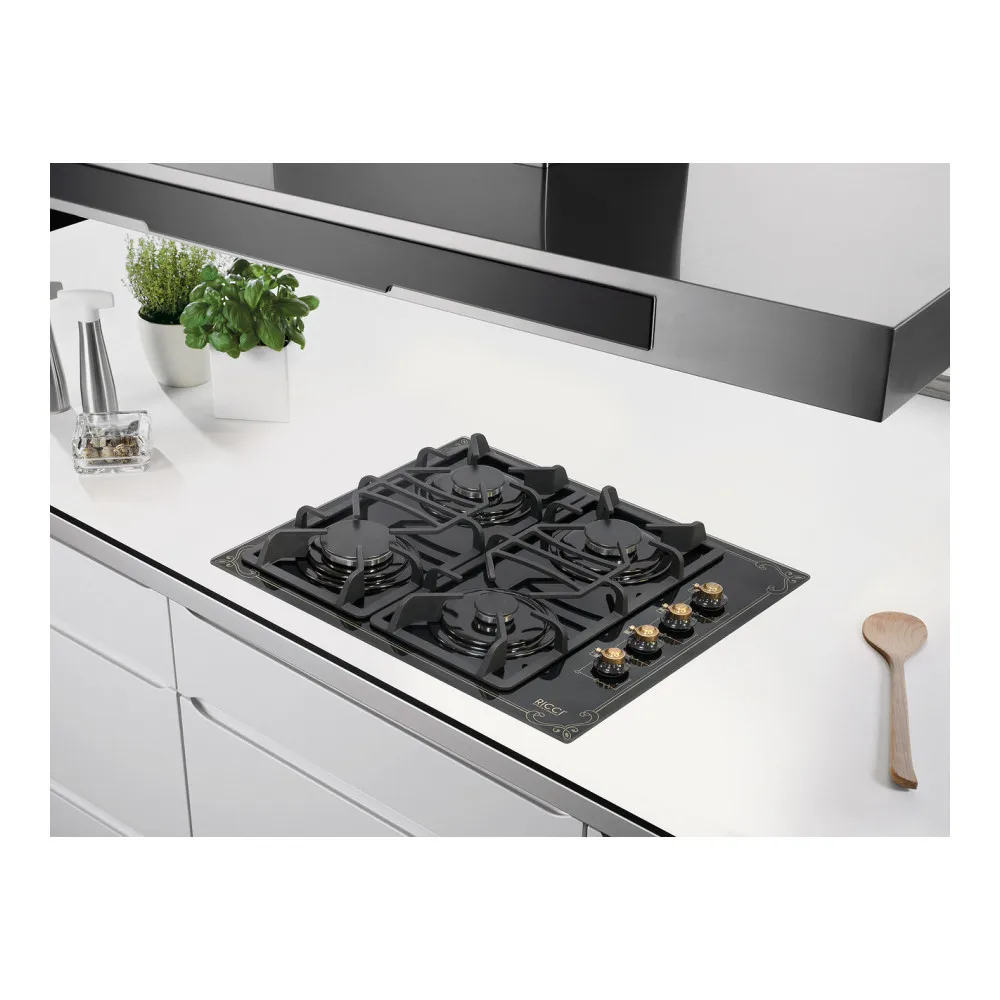 Газовая варочная панель RICCI RGN 650BL|Встраиваемые варочные панели| |