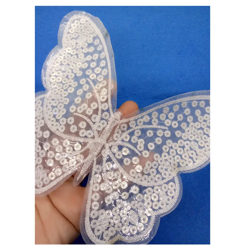 Большая вышитая бабочка с блестками sizeLACE задней клейкой кружевной аппликацией