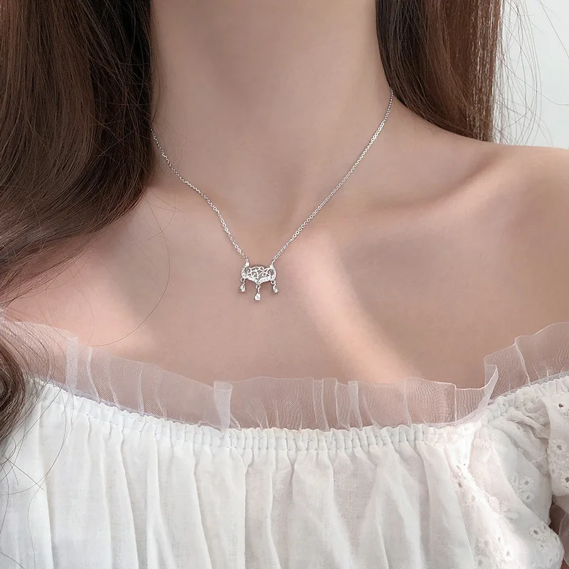 

LISM 925 Sterling Silver Natural Opal Lucky Lock Pendant Necklace For Women Birthday Anniversary Gift Luxury Jewelry 2020