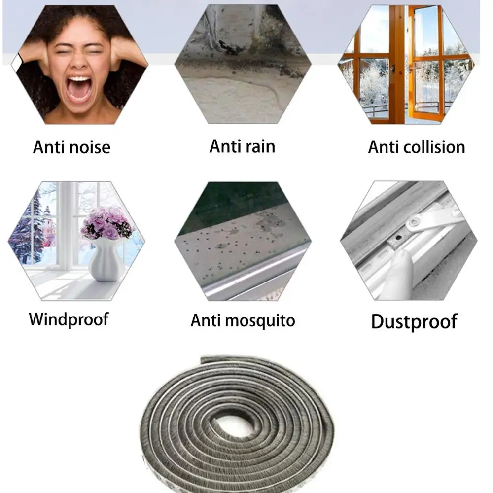 Самоклеящаяся ветрозащитная уплотнительная щетка лента для звукоизоляции окон
