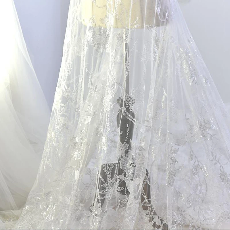 Роскошное вечернее платье модное свадебное материал для шитья белые блестки