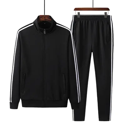 

New spring and autumn sports suit men's youth long-sleeved three-bar sportswear women's two-piece sweater