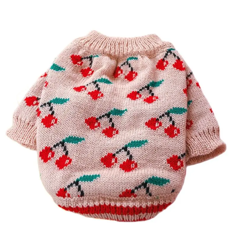 

Зимняя одежда для собак теплая одежда для собак и кошек теплый свитер со щенком вишня Осенний комбинезон для пальто для кошек свитер товары для собак