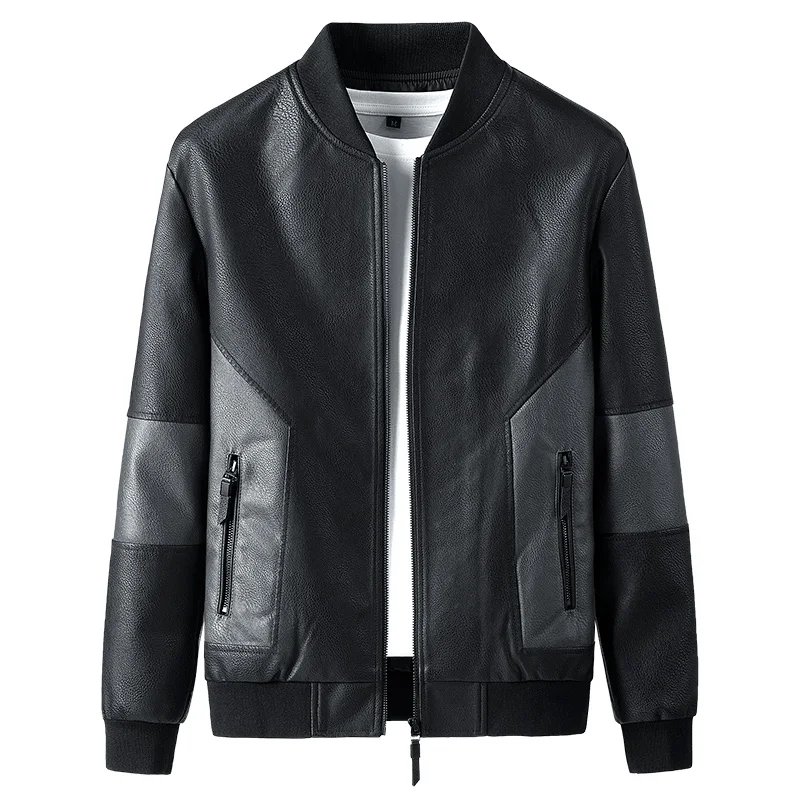 

Men Jacket Faux Leather Motorcycle Jacket 2021 Fashion New Men's Business Jackets Black Outwear Male Pu Leather Biker Coats Men
