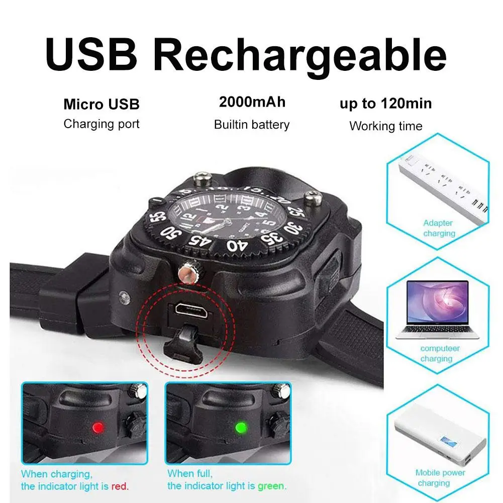 3 в 1 Спорт на открытом воздухе Перезаряжаемые яркий светодиодный фонарик компас