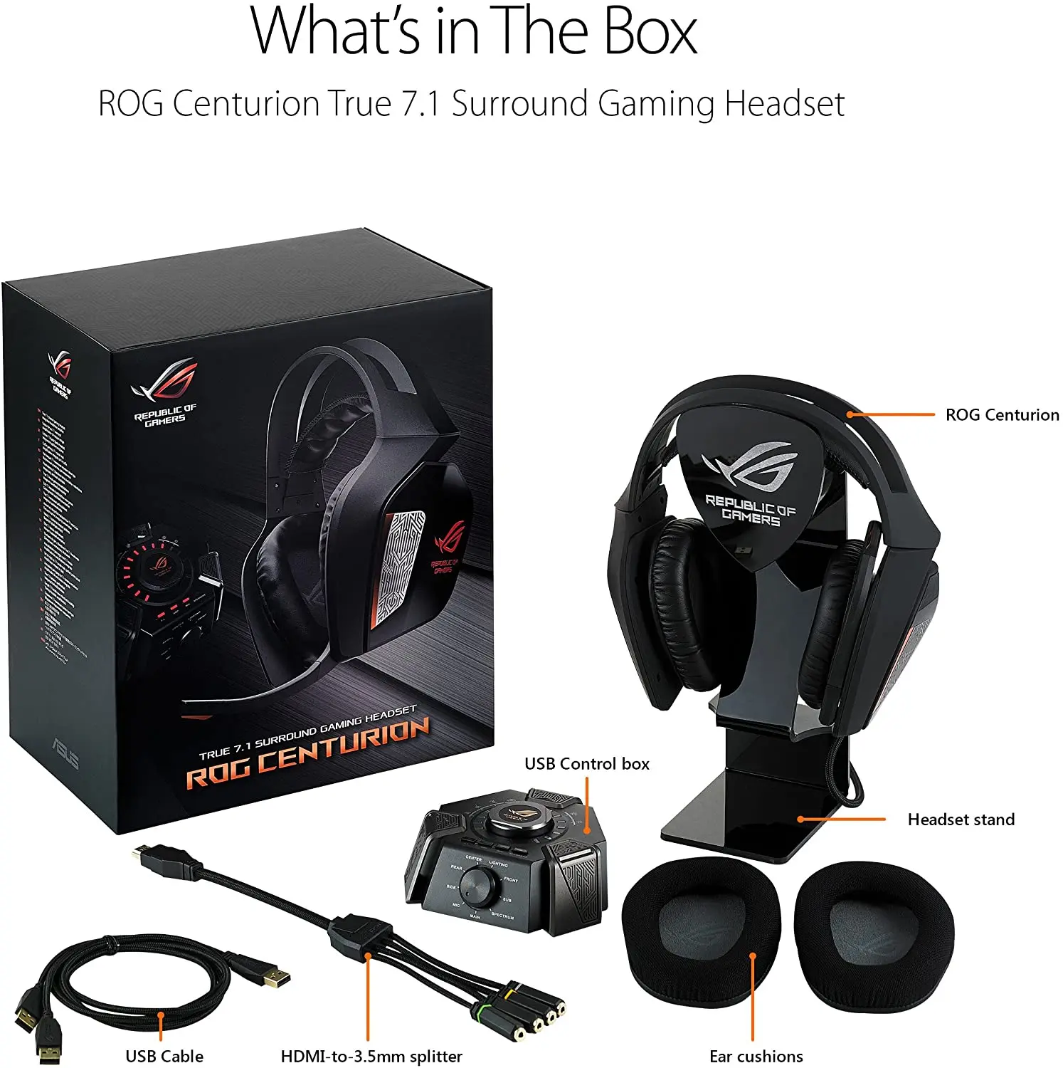 

ASUS ROG Centurion TURE 7.1 Surround Gaming Headset with 10 discrete drivers digital microphone, Hi-Fi-grade headphone amplifier