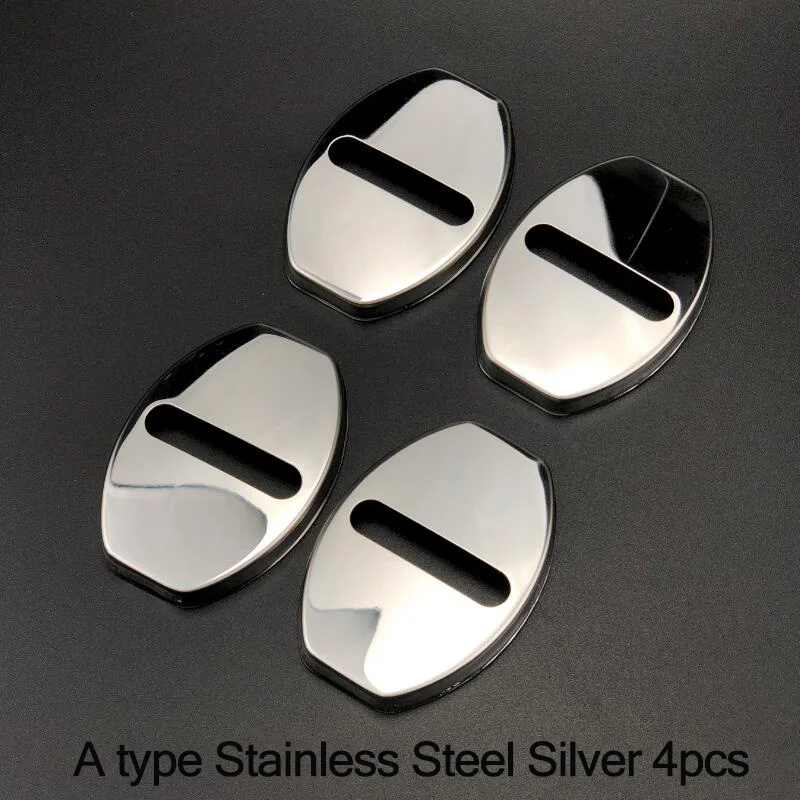 A type Steel Silver Крышка дверного замка автомобиля Стайлинг анти ржавчины защитный чехол для dacia Sandero Stepway для Audi для Volkswagen авто аксессуары - Цвет: A type Steel Silver